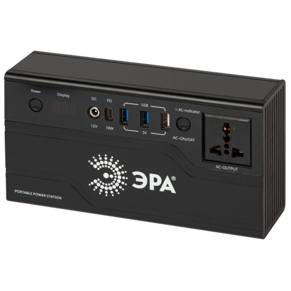 Портативная солнечная электростанция ЭРА ERAZS-01 (комплект), 200 Вт, 32400 мАч, Li-ion. Солнечная панель 50 Вт