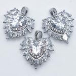 Подвеска Сердце, цвет серебро (родий), фианиты, размер 18*19 мм, цена за 1 шт