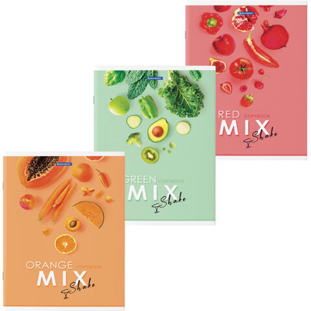 Тетрадь А4, 80 л., BRAUBERG, скоба, клетка, обложка картон, "Mix", 404046, 3шт