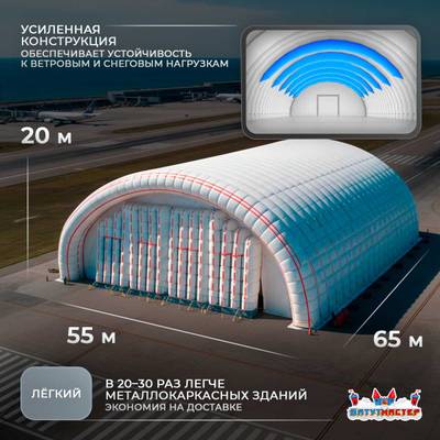 Пневмокаркасный авиационный ангар «АвиаДом», 65×55×20 м