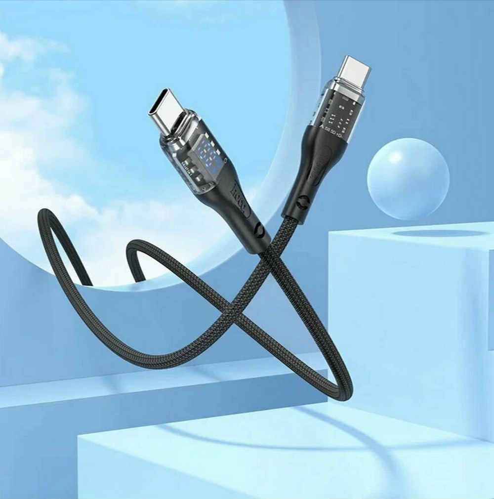 Кабель TypeC x TypeC -1.2 метра Hoco U115 (100W) Led дисплей