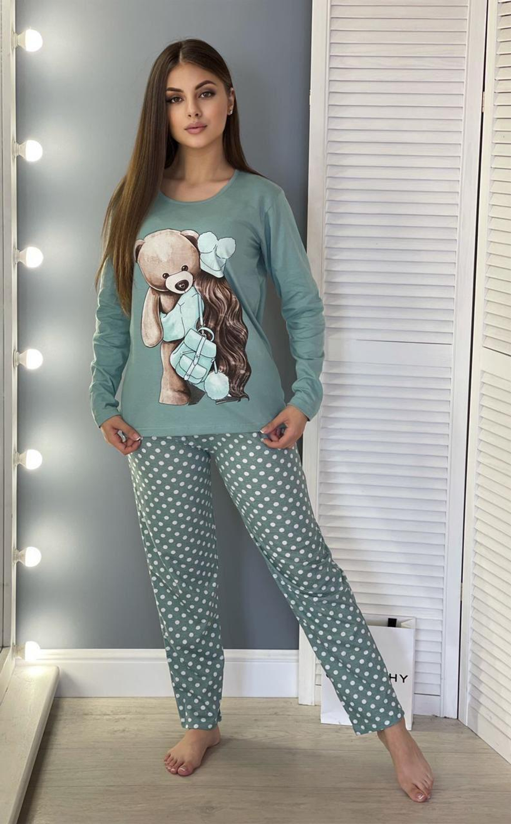 Пижама женская штаны+футб д/р (фланель) П0008 норма