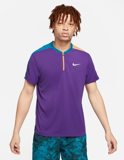 Мужское поло теннисное Nike Court Breathe Slam Polo Melbourne - court purple/green abyss/white