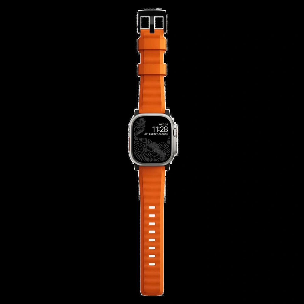 Ремешок Nomad Rugged Band для Apple Watch 42/44/45/49мм, Black/Ultra Orange (NM01217985)