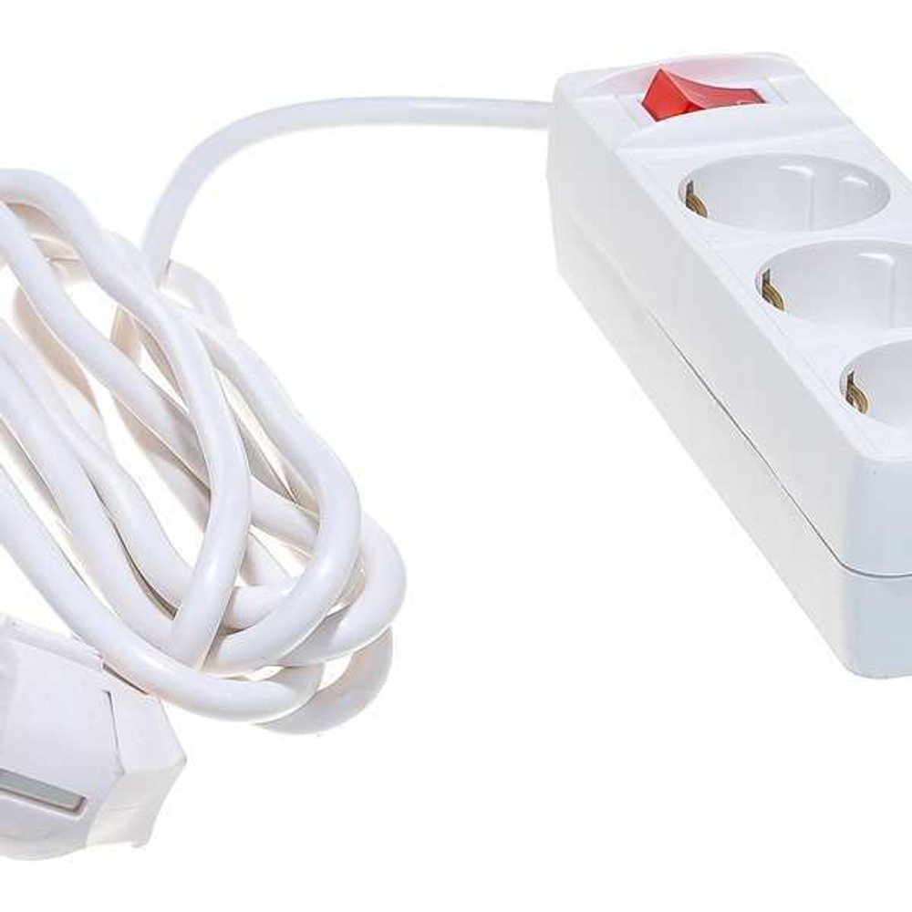 Удлинитель 3гнезда 3м с заземлением выключатель ПВС 2200Вт 3x0.75мм² Союз (45)