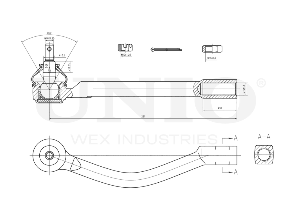 Наконечник рулевой правый UNIO SSP-10095