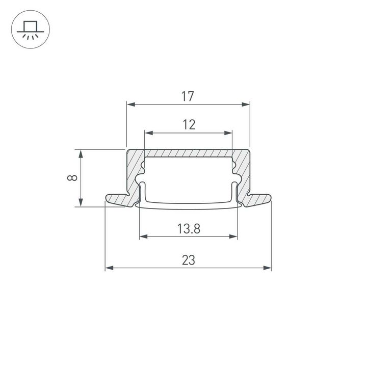 Встраиваемый профиль Arlight Line-2308-F-2000 Anod Black 040301