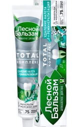 Зубная паста ЛЕСНОЙ БАЛЬЗАМ TOTAL Комплекс с морской солью, мятой и травами 75мл.