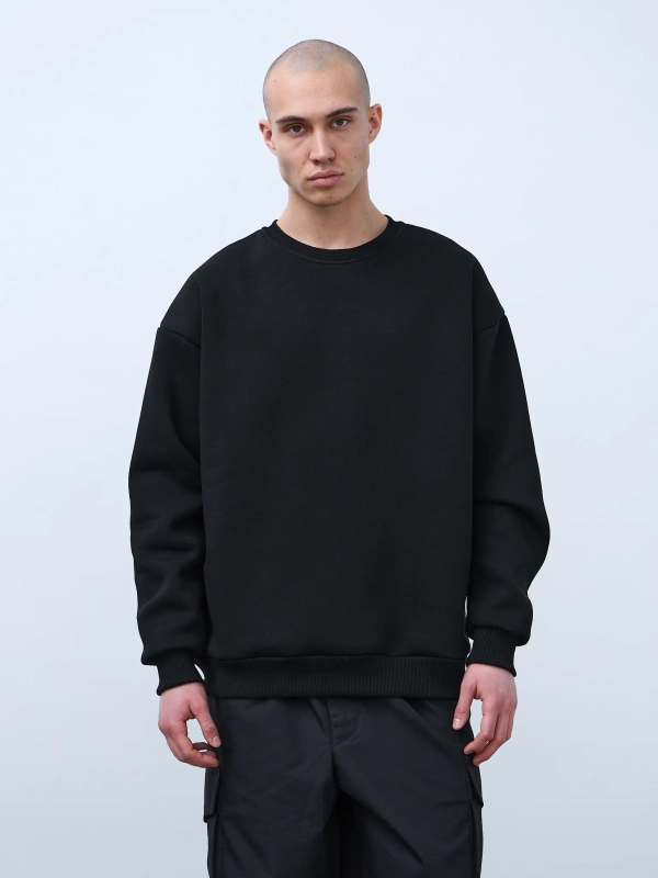 Свитшот оверсайз, с начесом (черный)