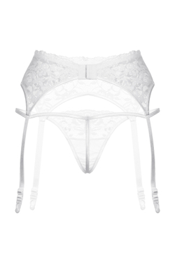 Пояс для чулок и стринги SoftLine Collection кружевные, белый, S/M