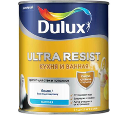 Краска для кухни и ванной латексная Dulux Ultra Resist матовая база BW
