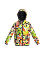 Куртка демисезонная с капюшоном GUESS Черный/Принт: оранжево-зелено-серый Мальчик