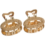 Заколки - крабы для волос на блистере 2шт «КАСКАДА», овал, цвет золото и серебро, 2.5*2см (пакет с подвесом)