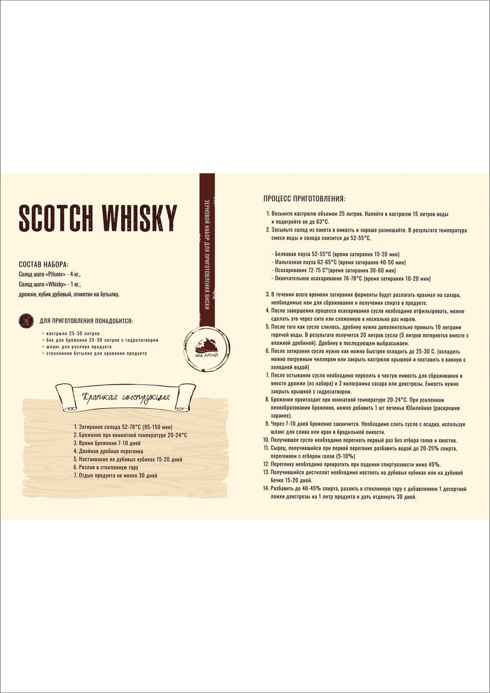 "Scotch Whisky" Зерновой набор для виски