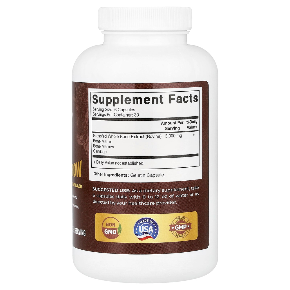 Vitamatic, кости и мозг от животных травяного откорма, 180 капсул (500 мг в 1 капсуле)