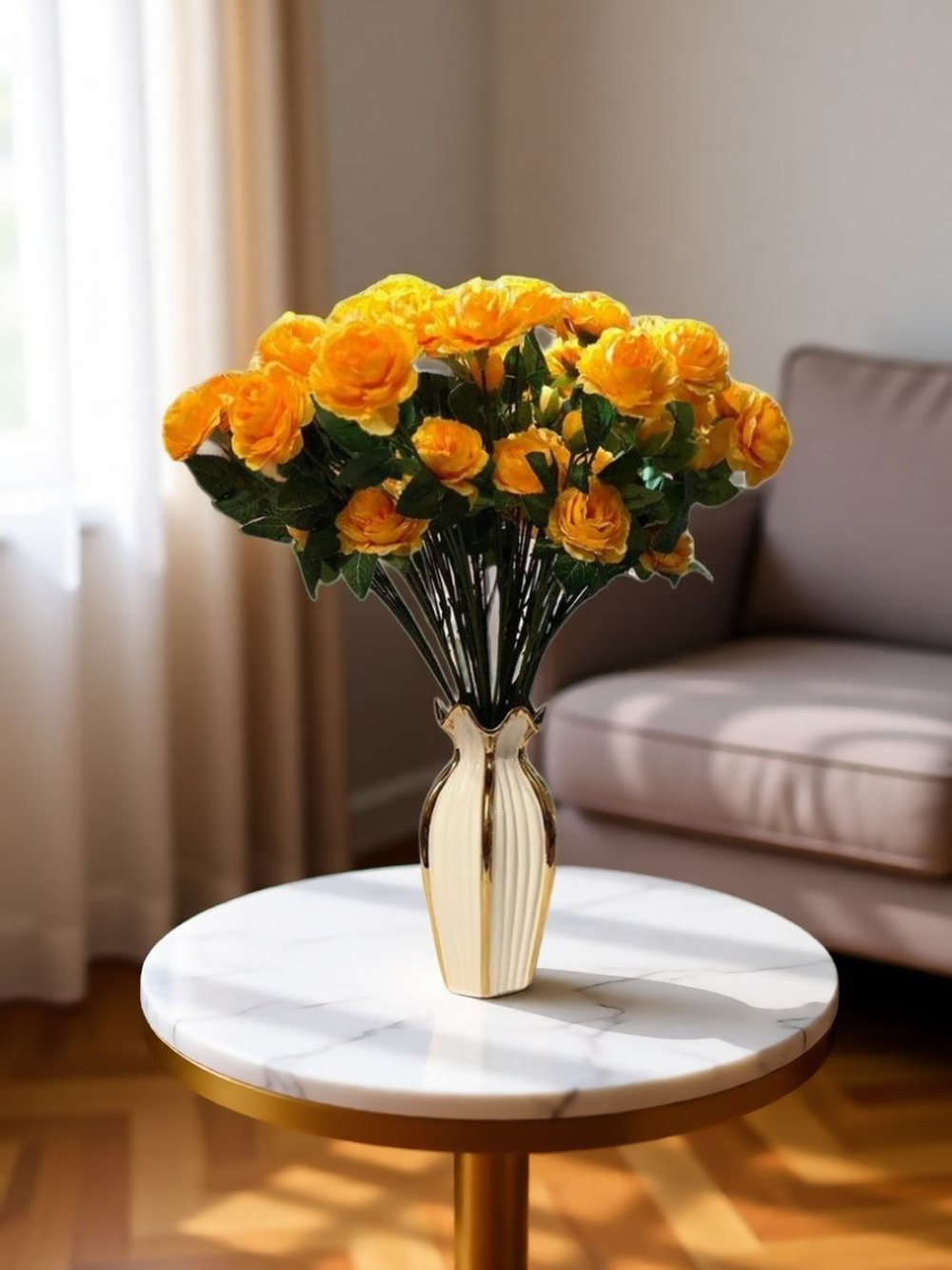 Искусственные цветы, желтые подсолнухи / Высота 44 см. 9 стебелей 9 бутонов/