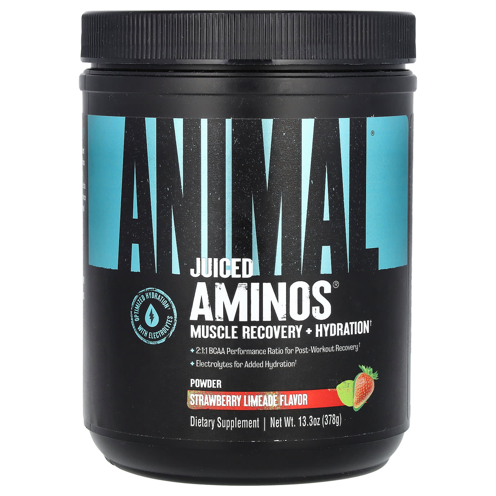 Animal, Juiced Aminos, формула для приема во время и после тренировки, клубничный и лаймад, 366 г (12,9 унции)
