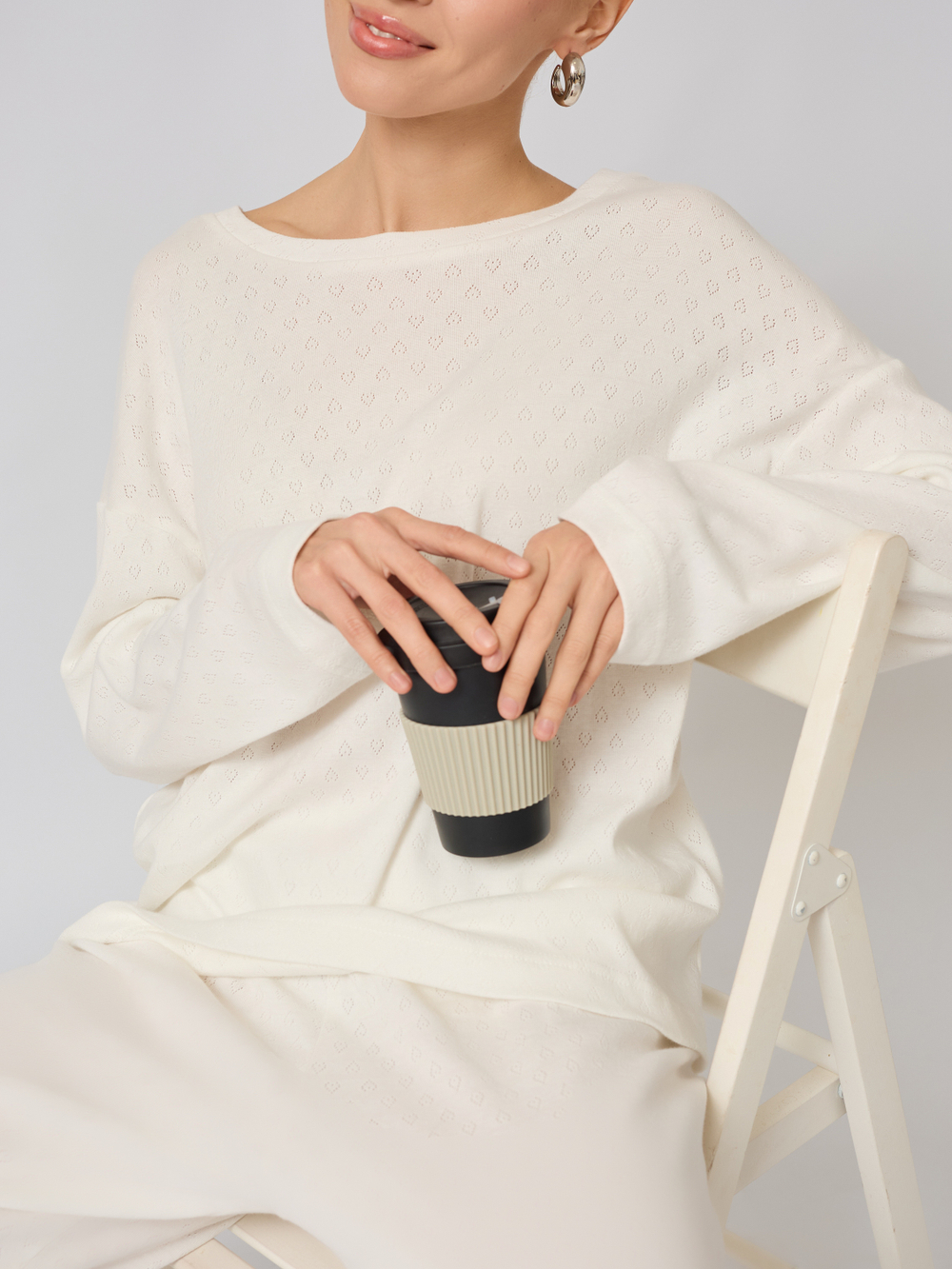 Пижама с брюками и лонгсливом " сердечки"