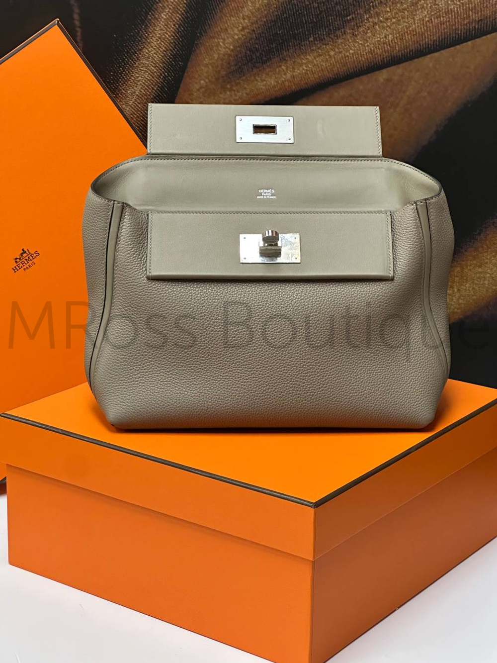 Женская сумка Hermes бежевого цвета