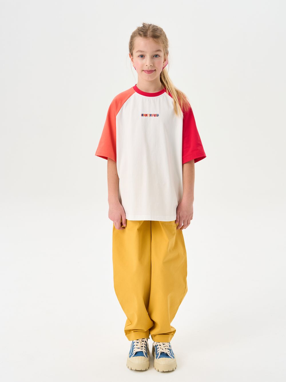 Футболка Колор блок "Молоко/Фуксия" 7+