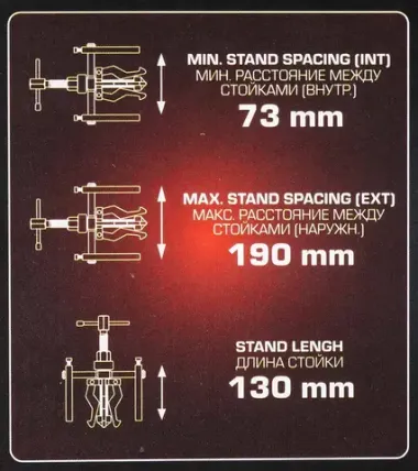Съемник подшипников и втулок с внутренним захватом RockFORCE RF-66620