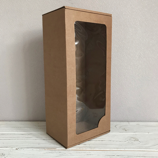 Коробка с окном 16 х 35 х 12 см, бурая
