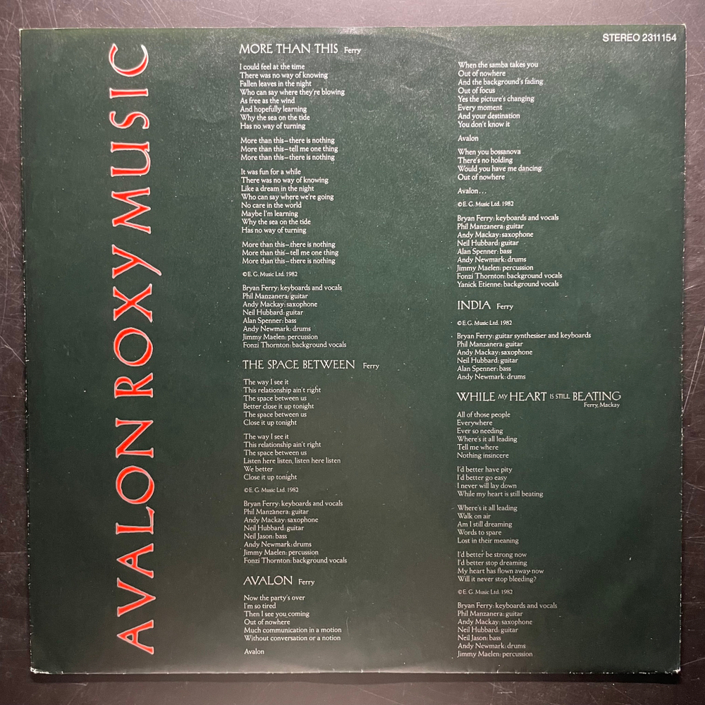 Roxy Music - Avalon (Германия 1982г.)