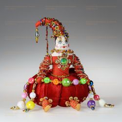 Ёлочная игрушка Бисерный Клоун в колпачке