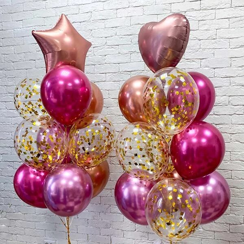 Композиция шаров с конфетти "Яркий гранат"