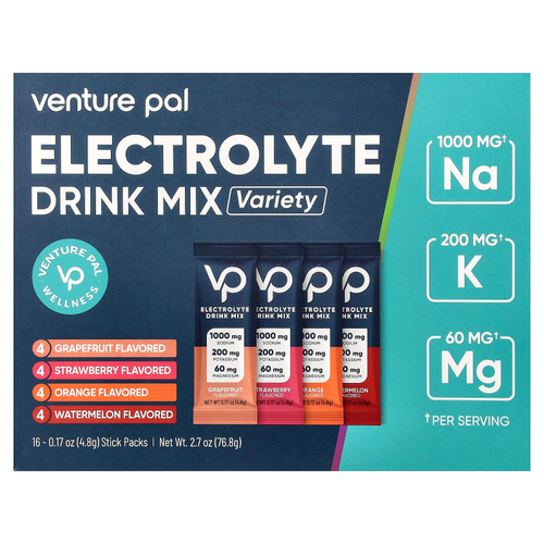 Venture Pal, смесь для приготовления электролитического напитка, ассорти, 16 стик-пакетов по 4,8 г (0,17 унции)