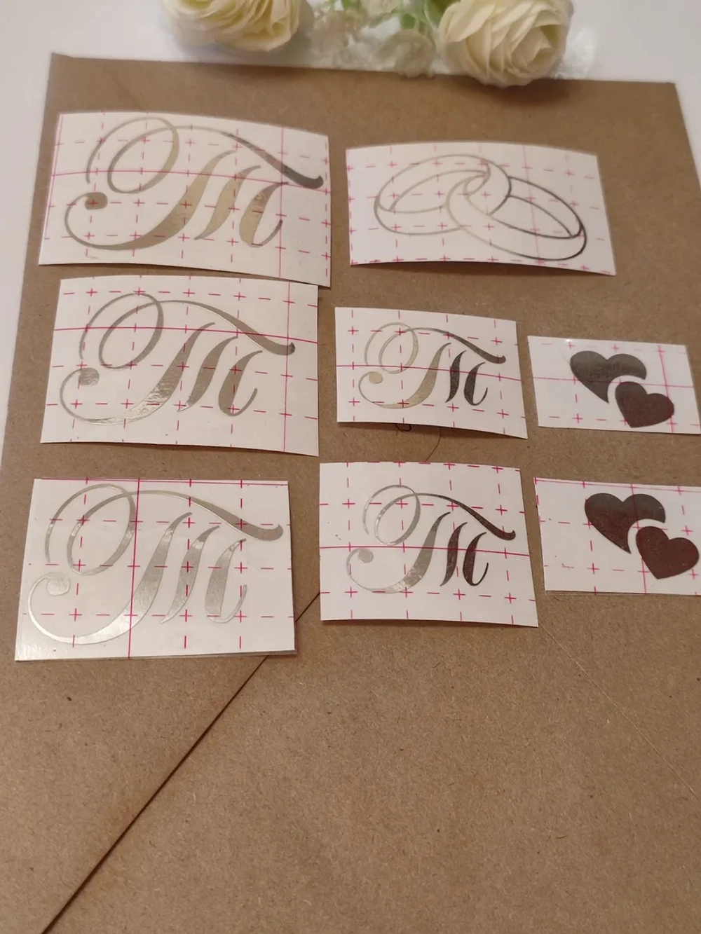 Наклейки свадебные буквы зеркальное серебро инициалы " Т "