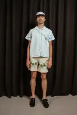 Рубашка Soeurs с Синими Цветами Вышитыми Вручную 2 белая