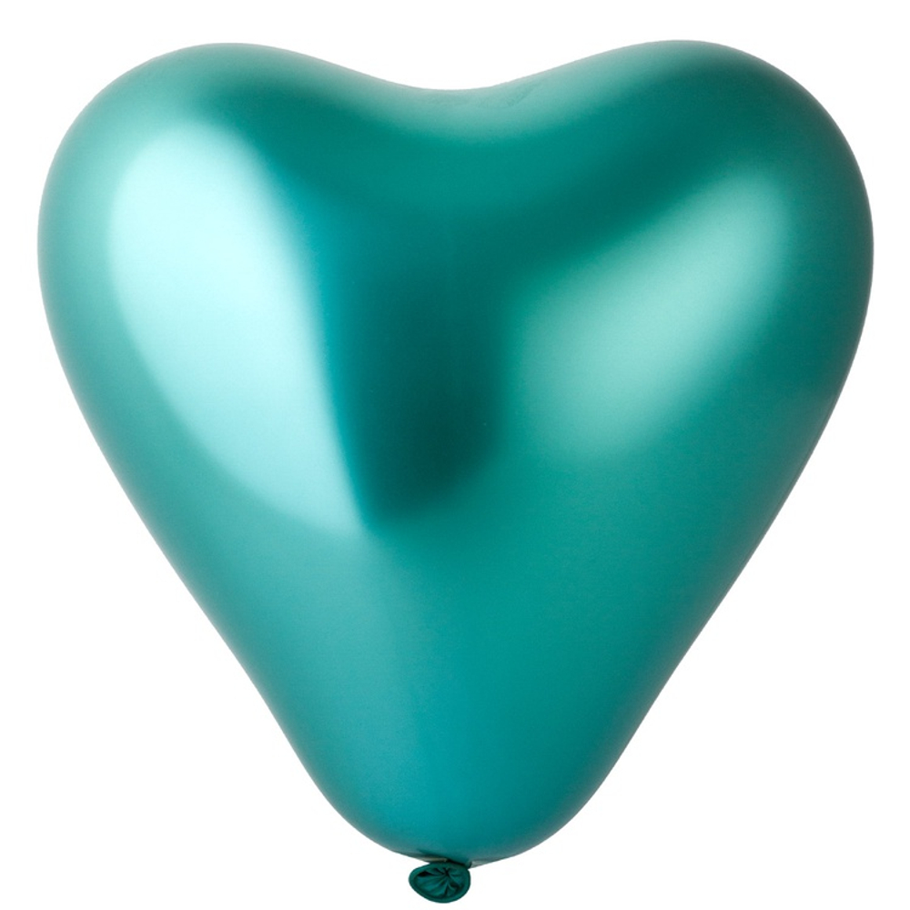 Шар латексный Сердце Хром 30 см (Зеленый)