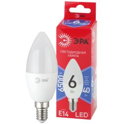 Лампа светодиодная ЭРА RED LINE LED B35-6W-865-E14 R 6Вт свеча холодный дневной свет Е14