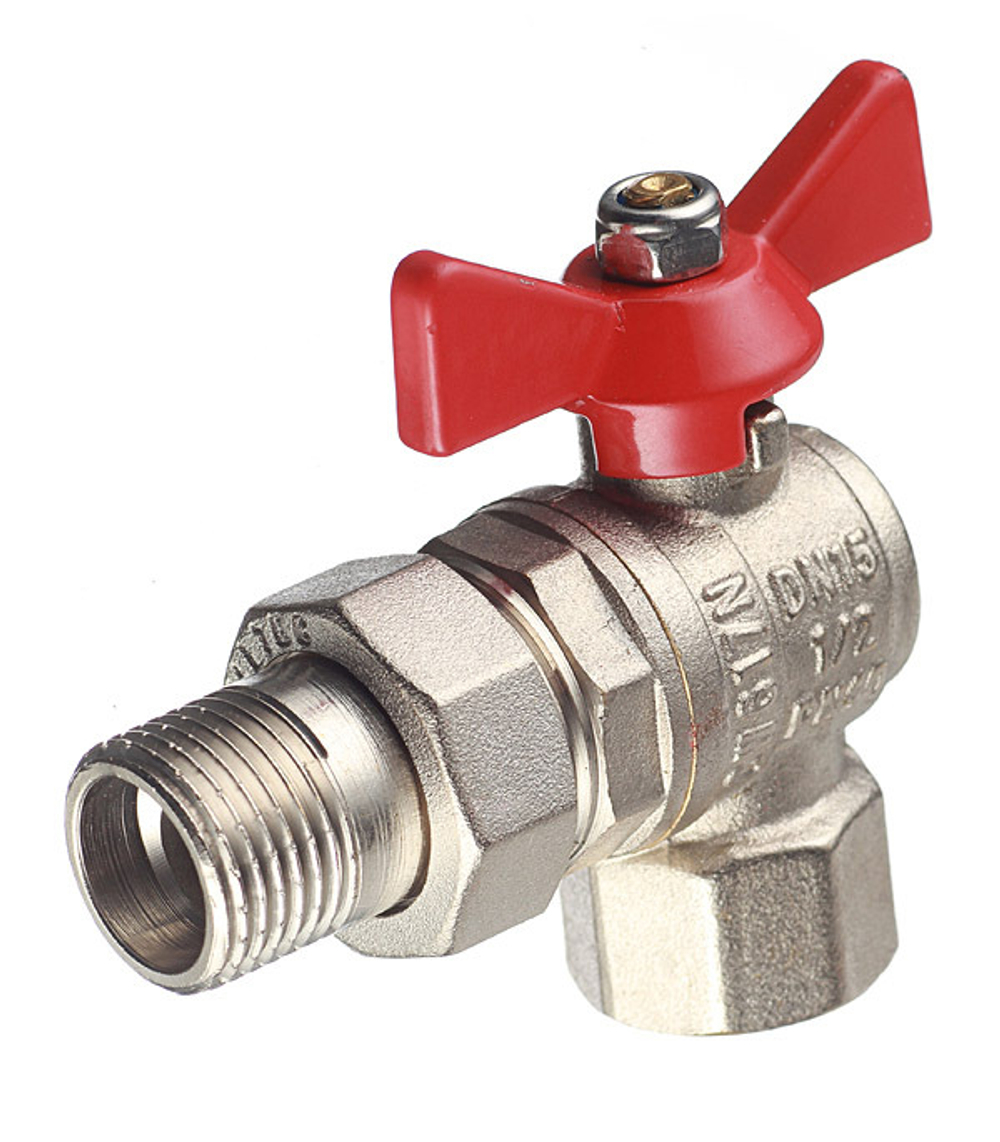 Кран шаровый 20 (3/4") ВН угловой с накидной гайкой