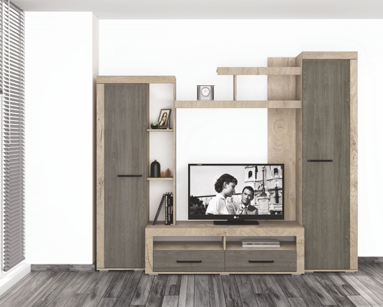 Гостиная МАРСЕЛЬ-4 дуб эндгрейн / ясень анкор темный