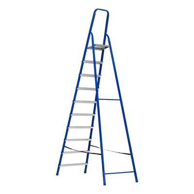 Стремянка, 10 ступеней, стальной профиль, алюминиевые ступени Сибртех