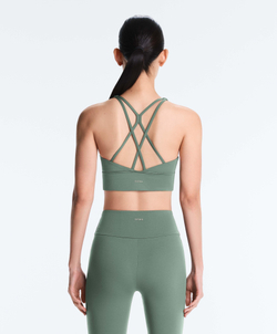 Oysho Спортивный бюстгальтер с бретелями на спине, темно-зеленый