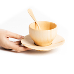 Деревянная пара для чая и ложка из древесины сибирского кедра. NC17