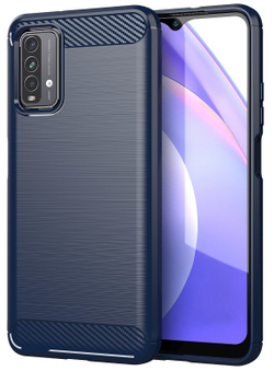 Чехол темно-синий на смартфон Xiaomi Redmi 9T, серии Carbon от Caseport