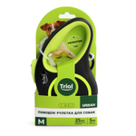 Поводок-рулетка для собак  Urban Neon M, 5м до 25кг, лента, черный, Triol