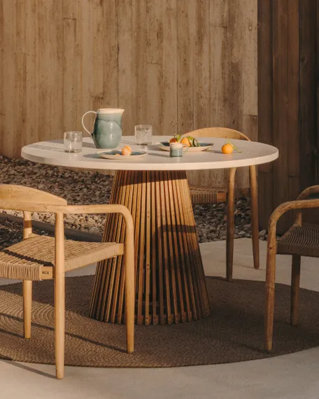 Стол Alcaufar Ø120 см из массива тика и цемента