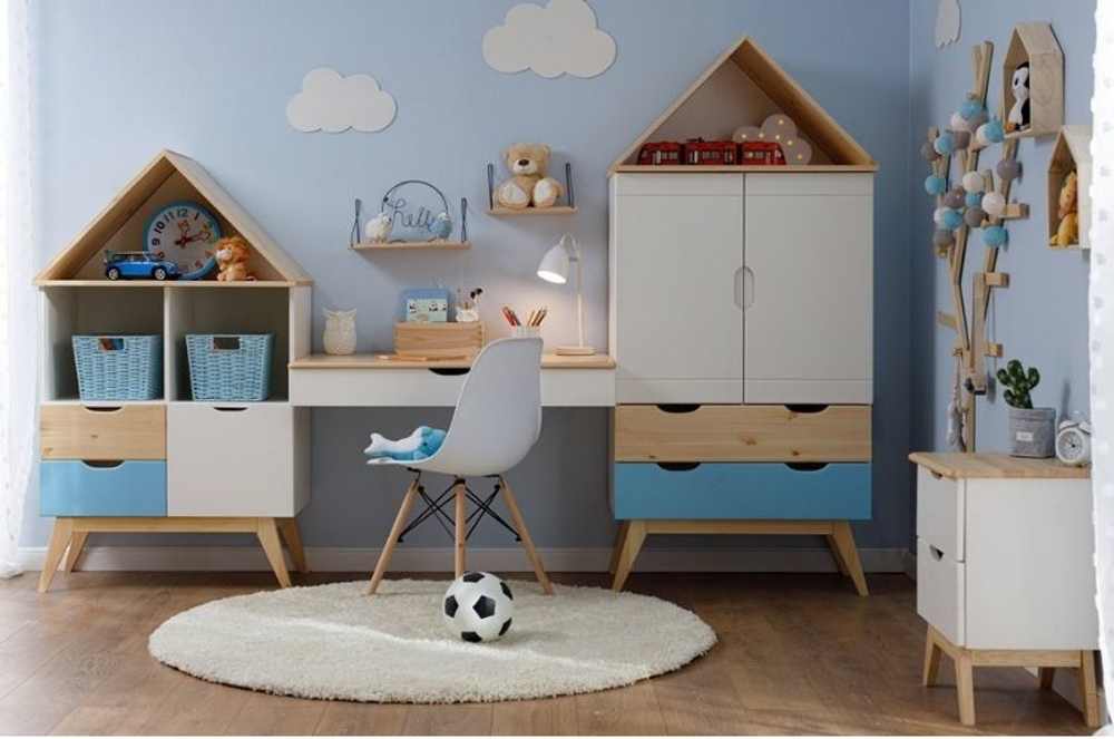 Мебель в детскую комнату Кидс 6 (орхидея/лак/голубой)