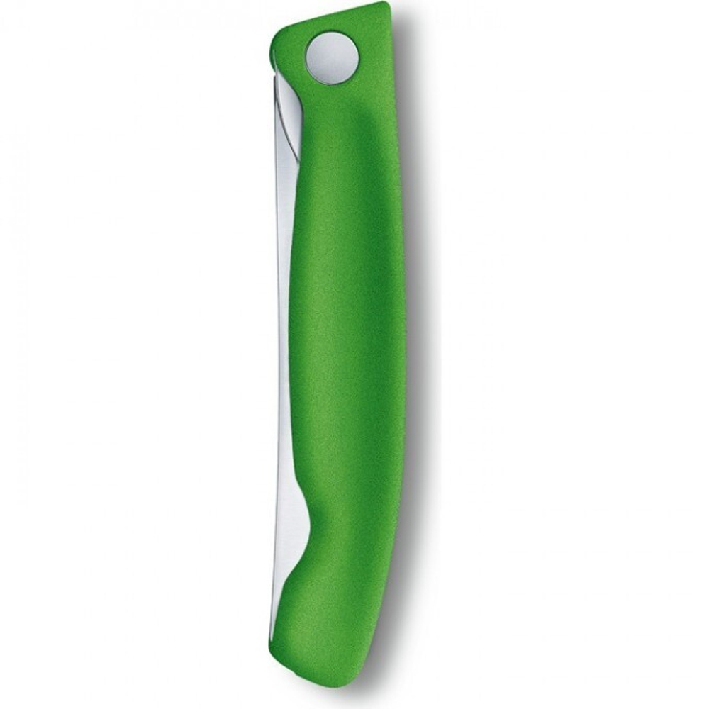 Нож для очистки овощей, лезвие 11 см, серрейторная заточка, зеленый, Victorinox