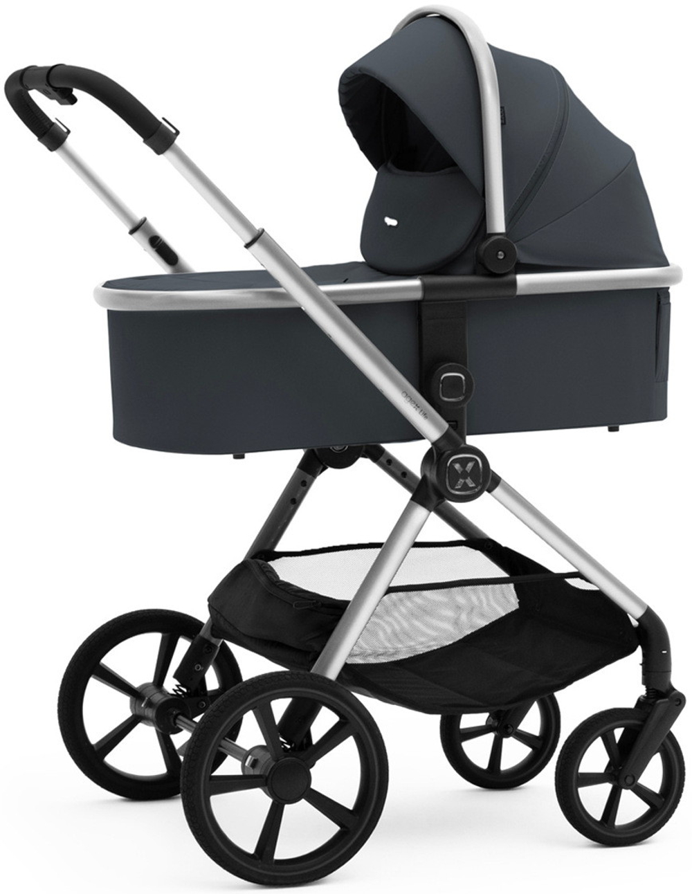 Коляска Agex Life 3 в 1 хромированная рама с автокреслом i-Safe S Black ALM606 Midnight Grey (Темно-серый)