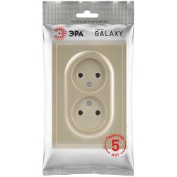 Розетка ЭРА Galaxy 15-2107-04 без заземления двойная 2X2P 16А-250В IP20 шампань | Эра Galaxy