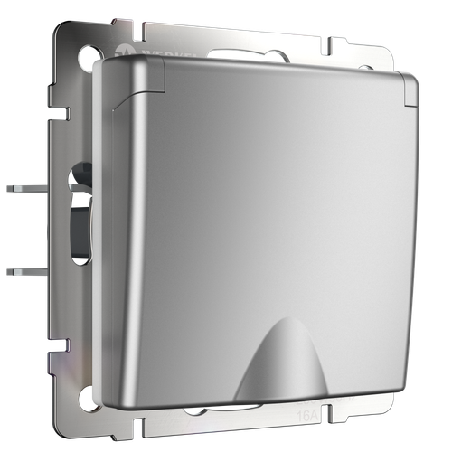 W1171206/ Розетка влагозащ. с зазем. с защит. крышкой и шторками (серебряный) W1171206