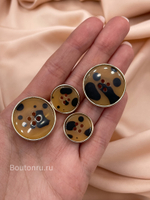 Пуговицы на прокол с леопардовым принтом в золоте