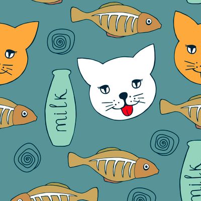 Cat seamless pattern.  stock illustration JPG.