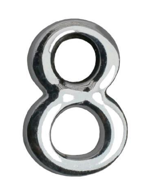 Цифра дверная АЛЛЮР ''8'' метал. на клеевой основе  ХРОМ /5082